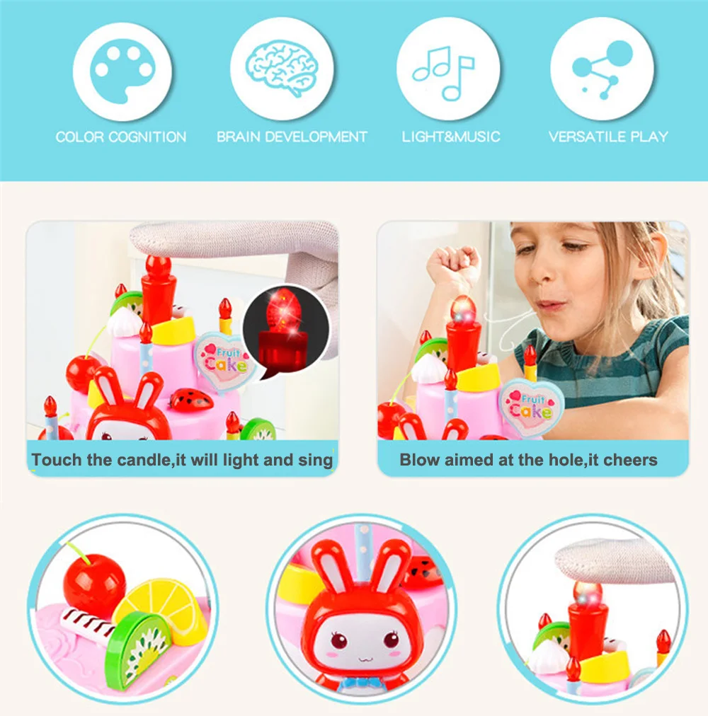 38-94 шт. DIY игрушечный торт детская кухня еда ненастоящая играть резка фруктовое пирожное на день рождения игрушки растительная пища для куклы игрушки для девочек