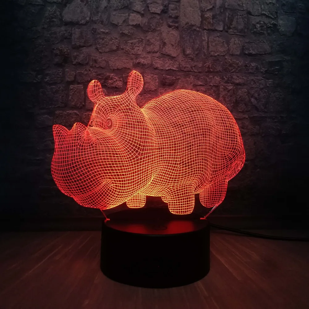 Милое детское животное Бегемот 3D USB светодиодный светильник 7 цветов Изменение градиентного стола ночные светильники Kawaii комната декоративное освещение детский подарок