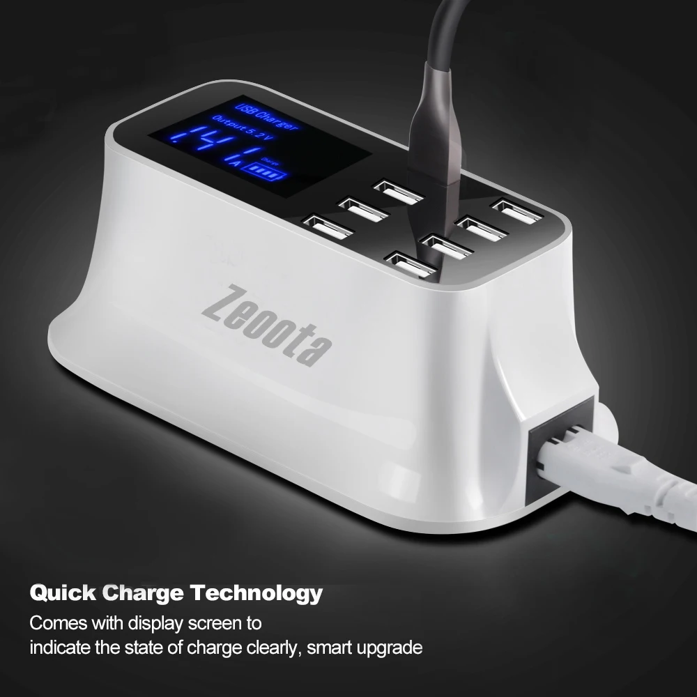 Смарт Мульти USB зарядное устройство 8 портов lcd цифровой дисплей настольный адаптер переменного тока зарядное устройство для телефона для iPhone iPad samsung huawei Nexus htc