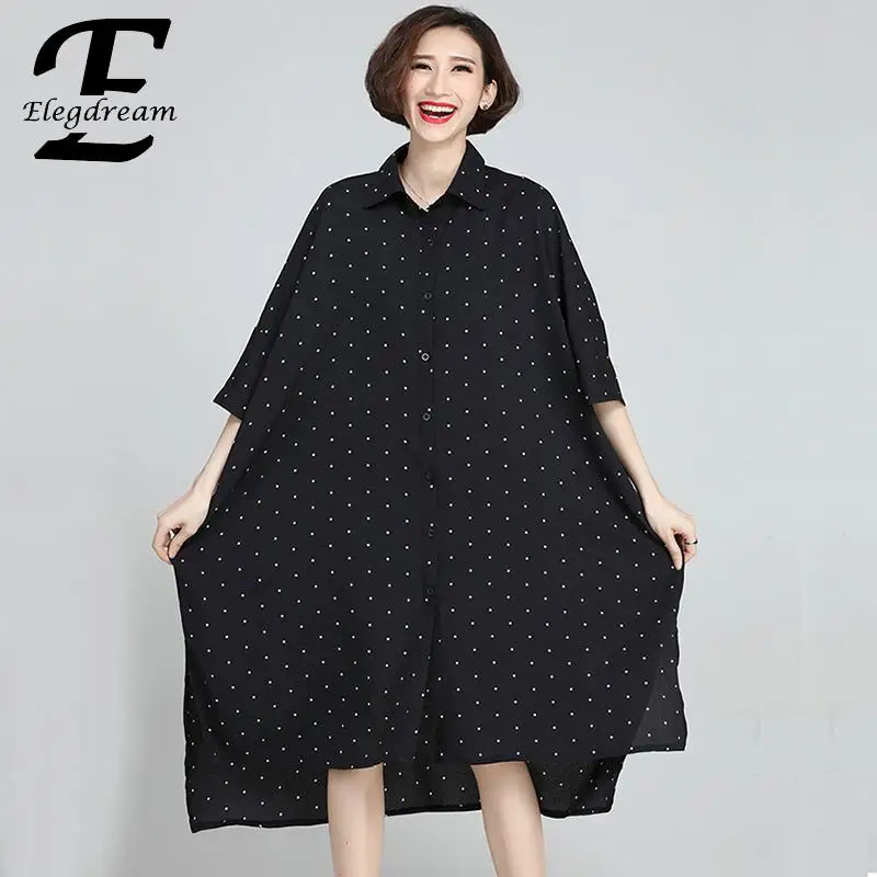 Elegdream бренд плюс Размеры Для женщин точка печати более d платье женские