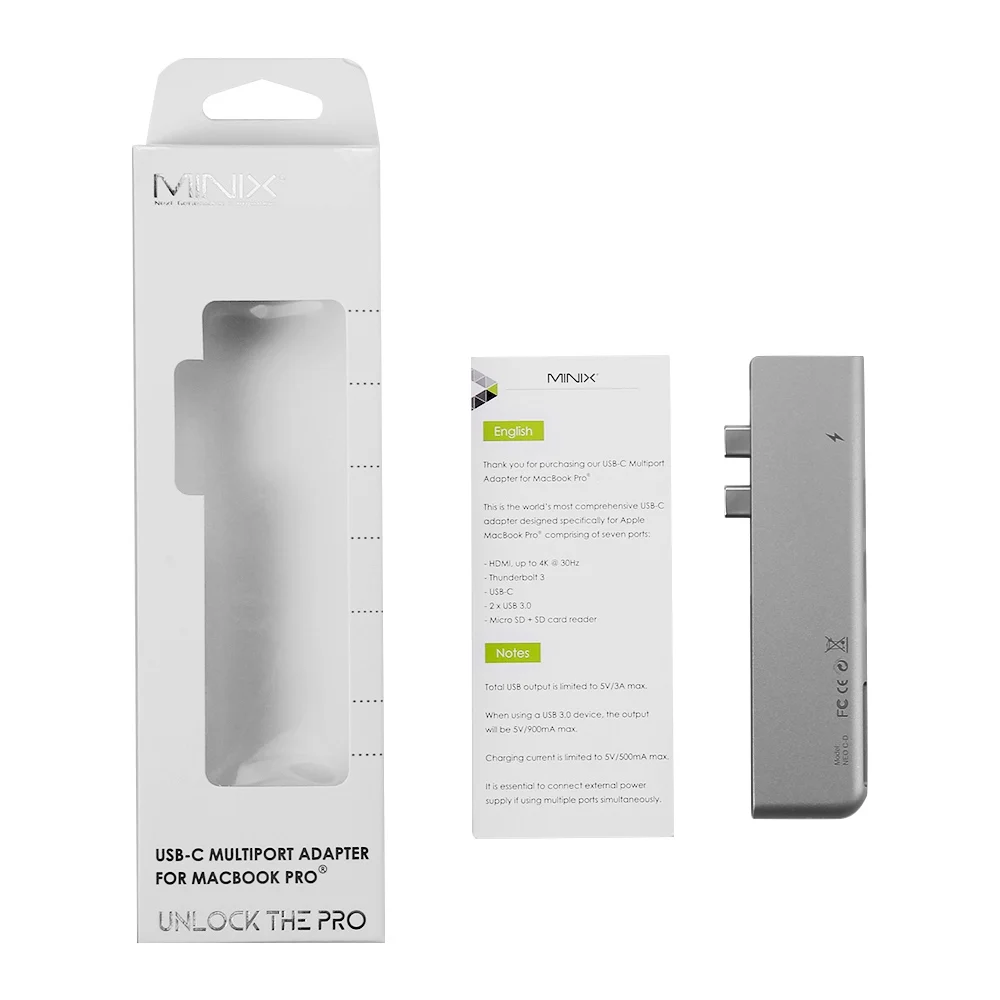 Мультипортовый адаптер MINIX NEO для зарядки Thunderbolt 3 с 2 портами USB 0 и выходом HDMI usb хаб