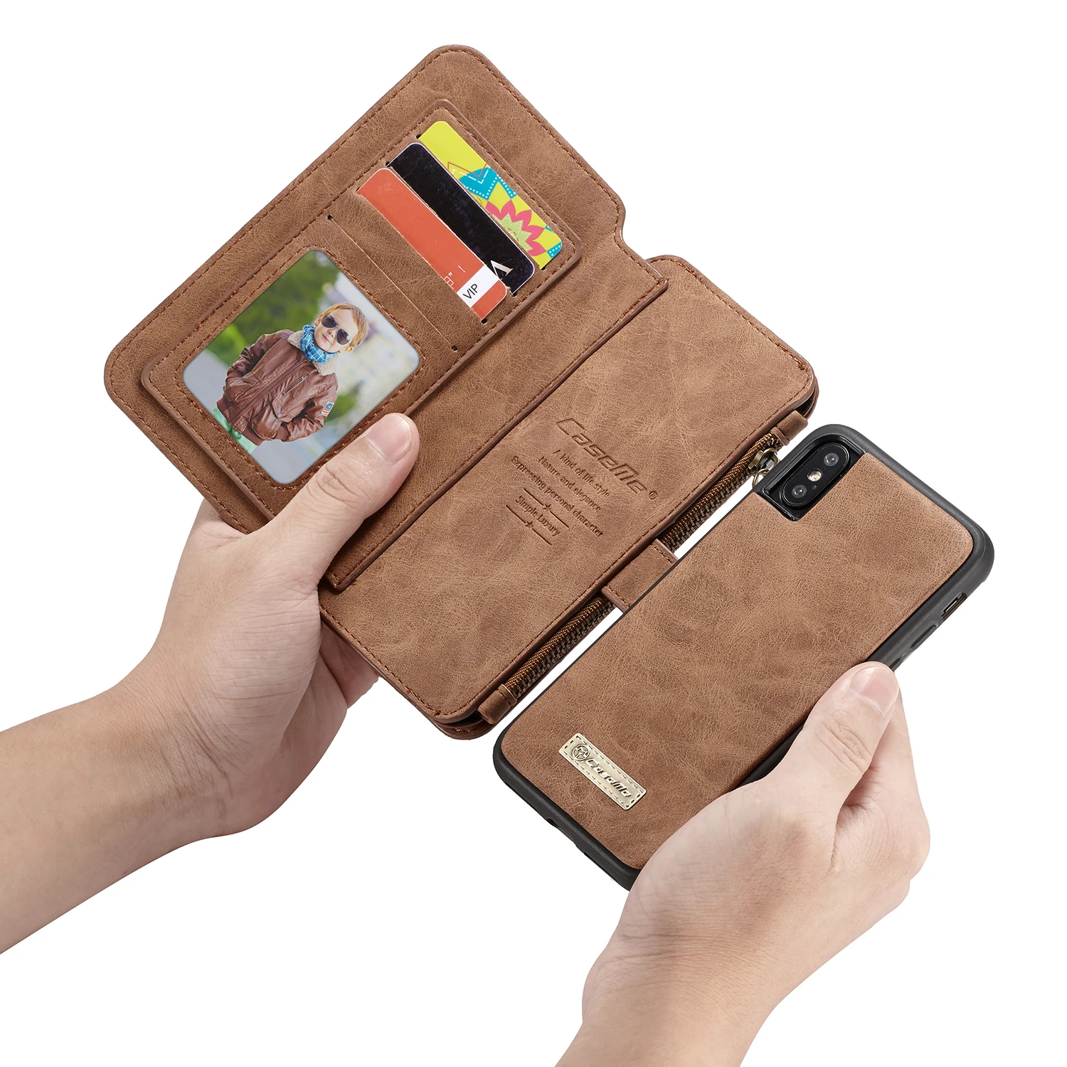 Для iPhone XR XS Max чехол кошелек Caseme кожаный сумка книжка на молнии с отделением для