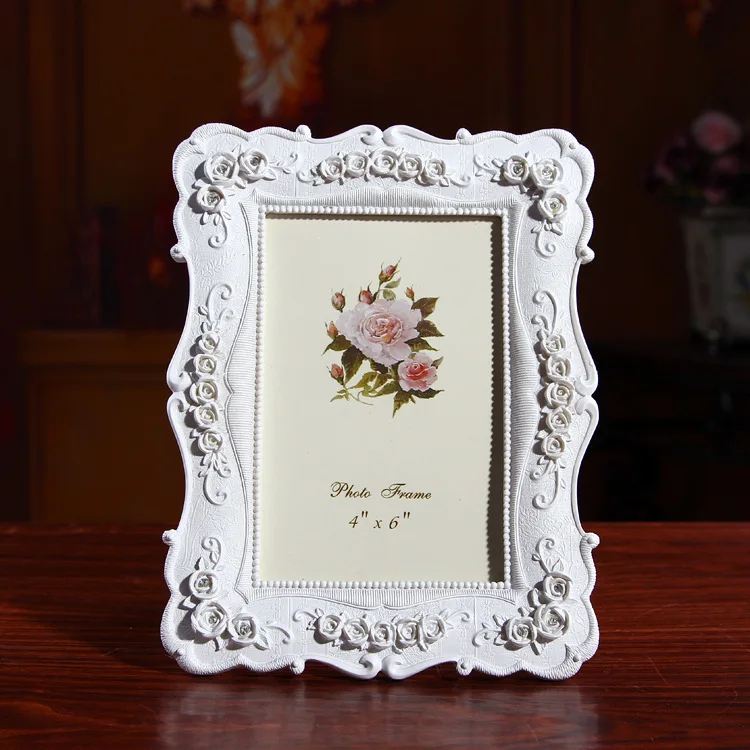 1PC 6 inch Europe Room Resin Family Photo Picture Frame Rahmen White Base Art DIY Home Decor decoration JL 0955