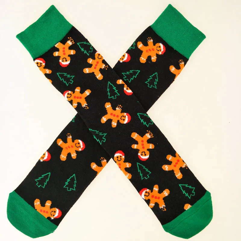 Носки хлопковые для мужчин и женщин рождественские с мультяшным принтом