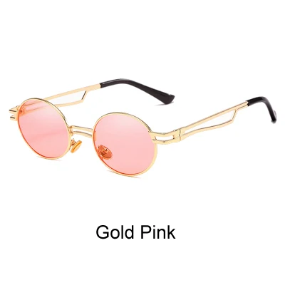 Gold Pink Ralferty Винтажные Солнцезащитные очки для женщин и мужчин круглые металлические солнцезащитные очки женские мужские солнцезащитные очки в стиле хип-хоп ретро круглые оттенки черные Oculo X9101 - Цвет линз: Gold Pink