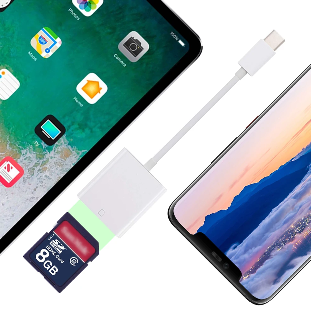 Ascromy Portable Type C To SD Card Reader Adapter For Xiaomi mi9 Huawei Samsung S10 Plus S10+ Macbook USB Adaptador Cable | Мобильные