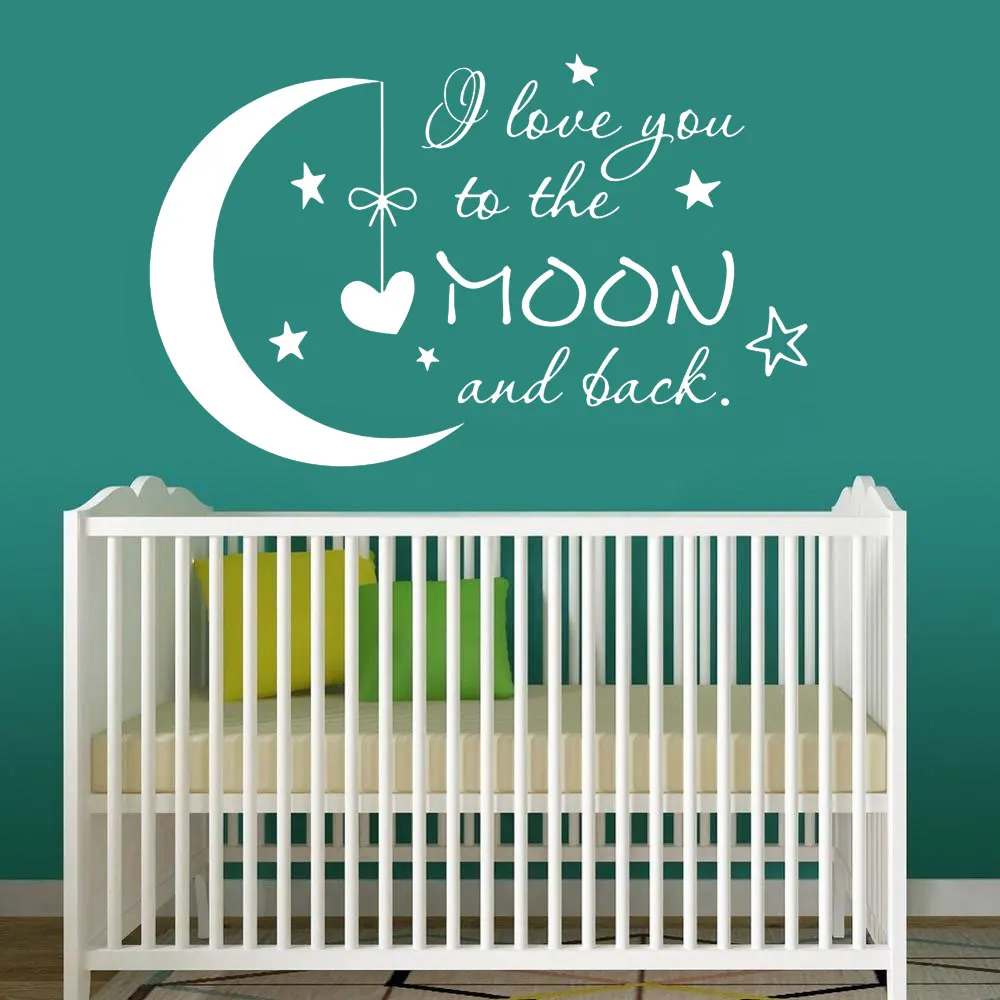 Виниловая наклейка на стену с надписью I Love The Moon And Black Настенная Наклейка для