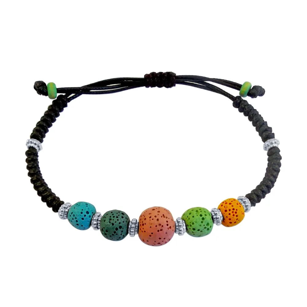 Регулируемый браслет из глины 10 мм с диффузором лавы для мужчин и женщин