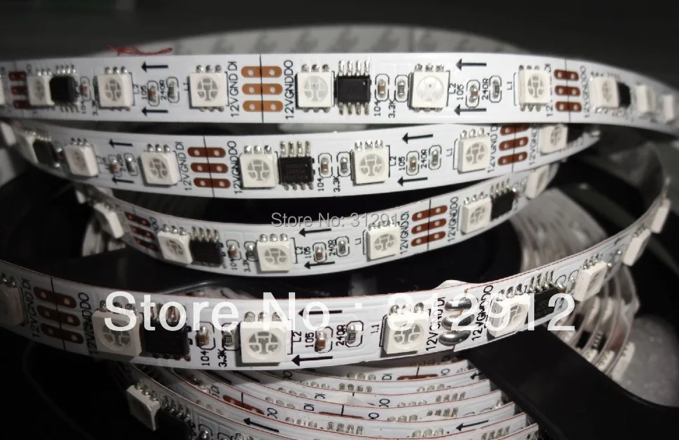 5 м DC12V 60 светодиодов/м 20 шт. ws2811 ic/meter (20 пикселей) светодиодная цифровая полоса IP33