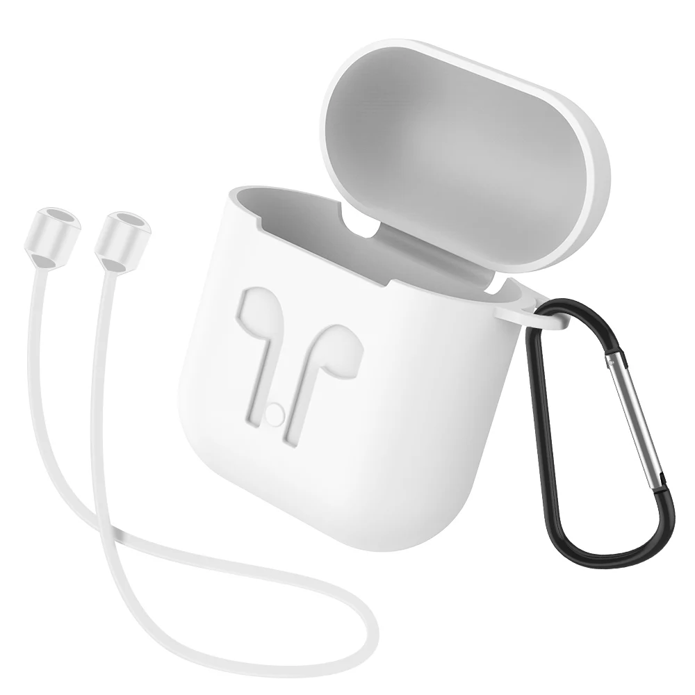 White Caseier чехол для наушников Apple AirPods силиконовый чехол беспроводной Bluetooth чехол для наушников защитная коробка для AirPod аксессуары - Цвет: White