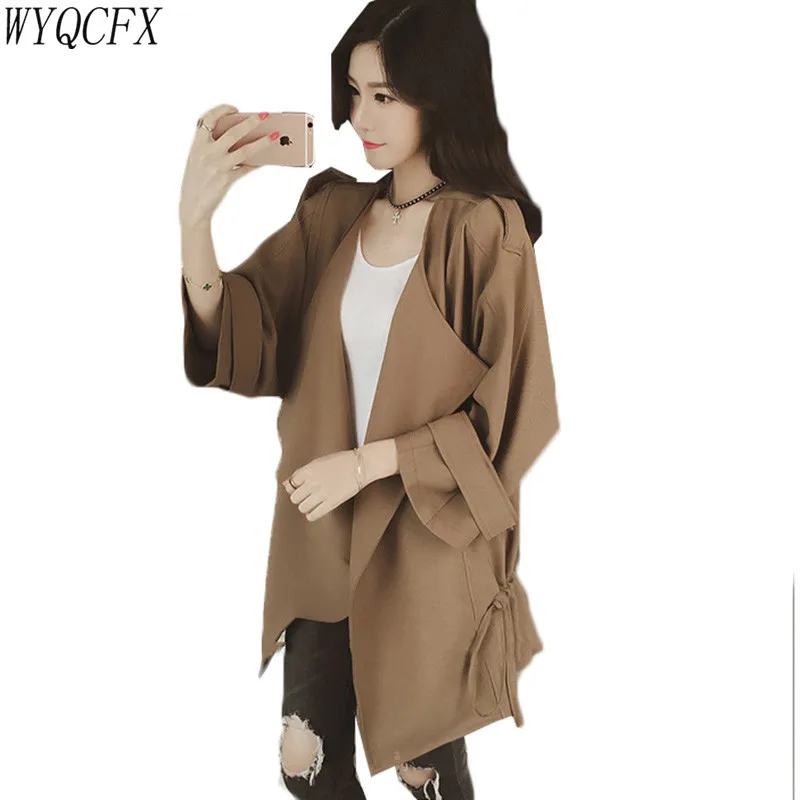 2019 Мода весна осень ветровка женский новый Тонкий Свободный Повседневный плащ