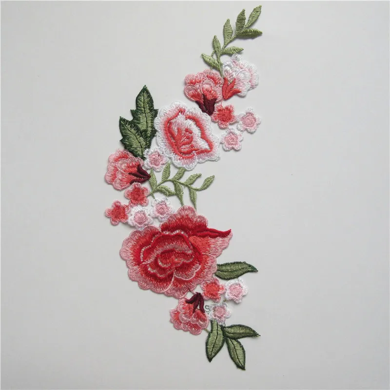 1 пара вышитый вырез воротник отделка Вышивка нашивки ткани цветок розы
