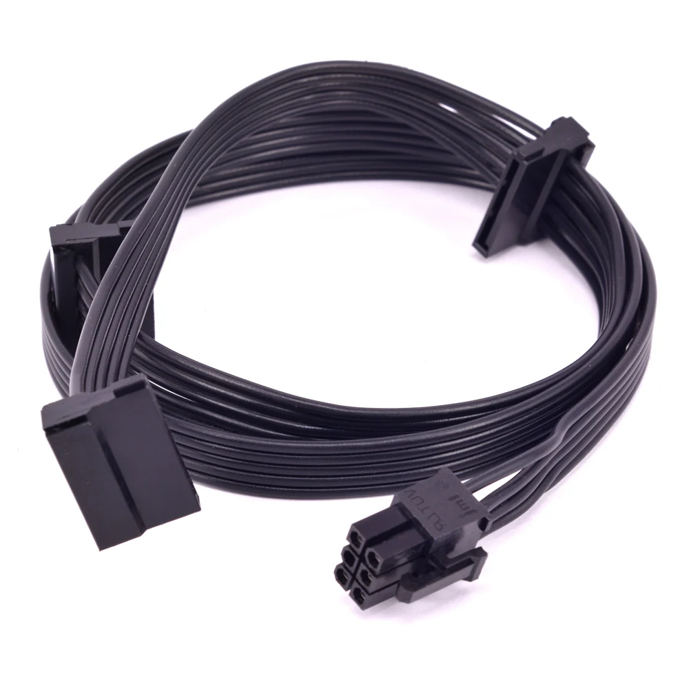 

GPU PCI express 6Pin 1 to 3 SATA 15Pin Female Port Right Angle Power Supply Cable Multiplier for CORSAIR CS Series
