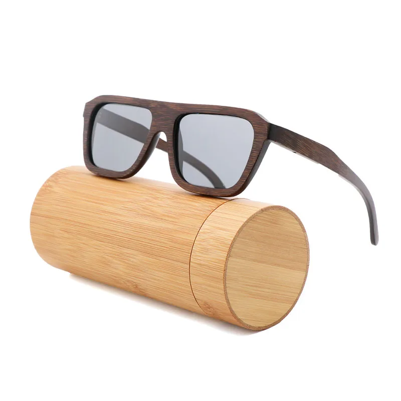 Gray Bamboo Box Новые Модные поляризованные бамбуковые и деревянные очки для мужчин и женщин в Ретро бамбуковые коричневые Квадратные Солнцезащитные очки - Цвет линз: Gray Bamboo Box