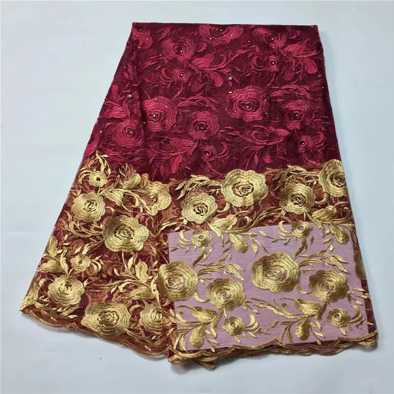 Лидер продаж вышитые белый цветочный узор с камнем Дизайн французский Кружево