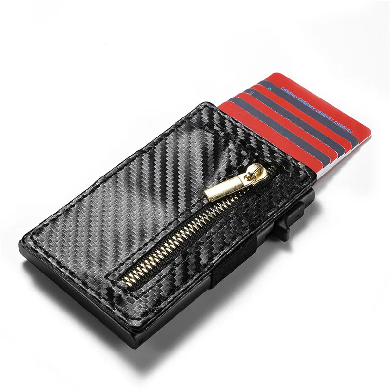 ZOVYVOL  2019 New Arrival Credit Card Holder Business PU Leather Carbon Fiber Black Card Wallet Card Case RFID Blocking Purses