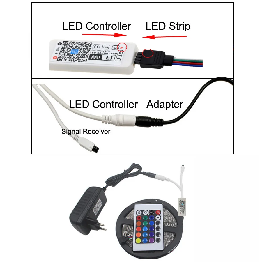 Wifi Светодиодная лента светильник SMD 2835 RGB лента DC12V водонепроницаемая лента диод гибкий и wifi контроллер адаптер питания комплект