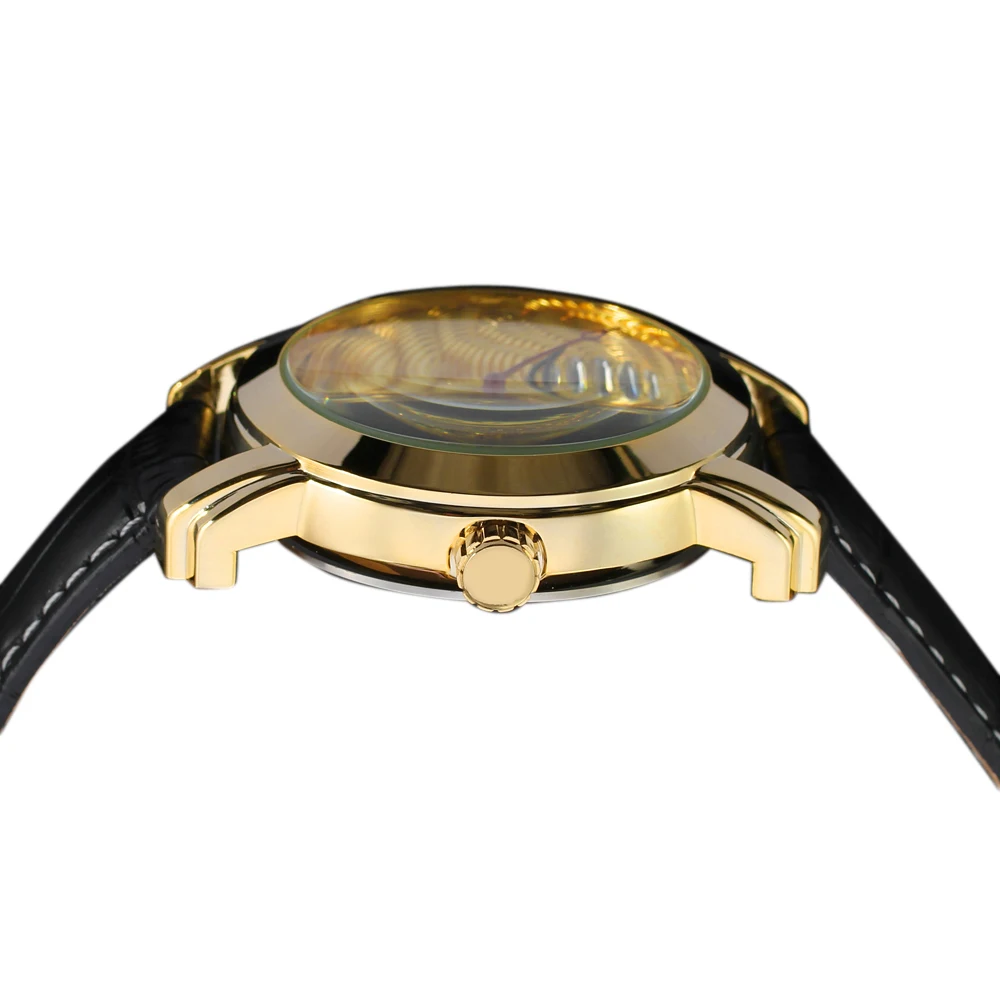 Роскошные золотые гофрированные модные серии Forsining мужские часы лучший бренд