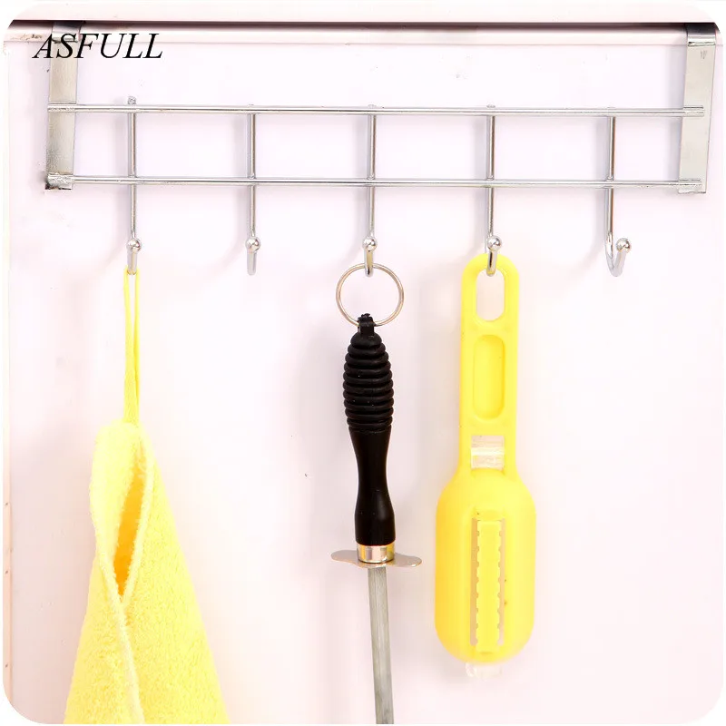 Вешалка органайзер из нержавеющей стали для ванной и кухни крючки с 5 крючками