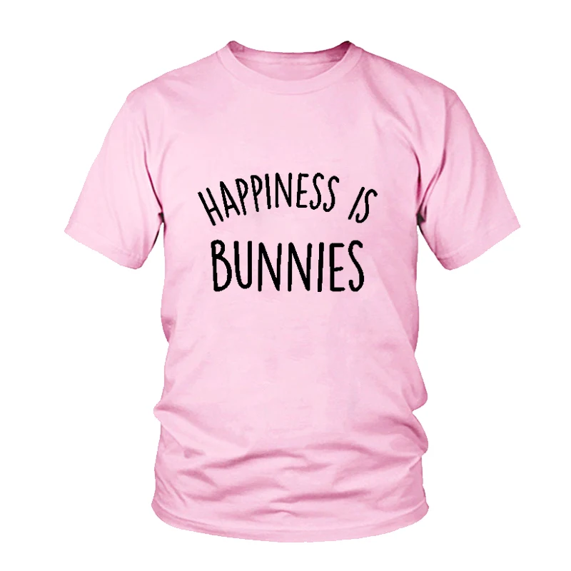 

Happiness Is Bunnies Letters Print Women Tshirt Cotton Streetwear Funny T Shirt Top Tee Hipster Tumblr Female Femme t-shirt