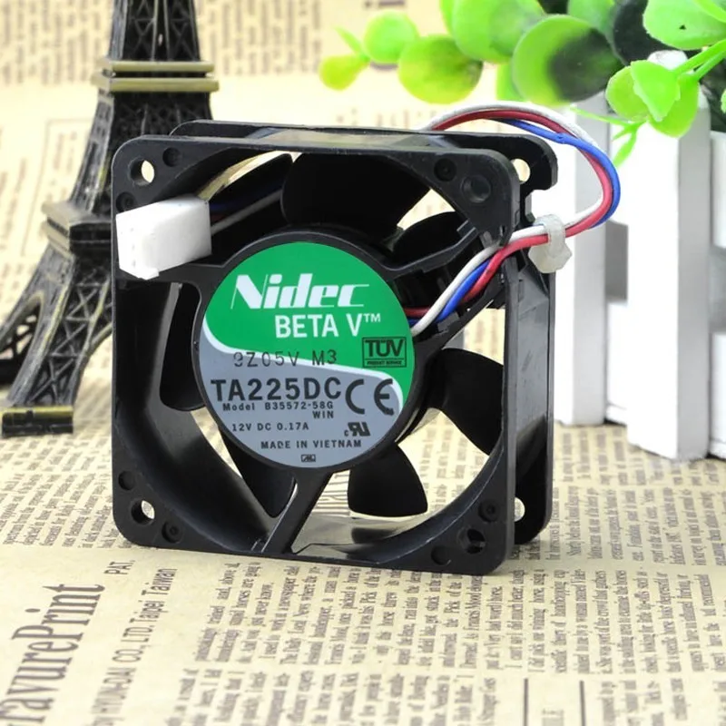 Оригинальный NIDEC TA225 B35572 58G 6 см DC 12V 0.17A 60*60*25 мм 3 линии Питание коробка Сервер