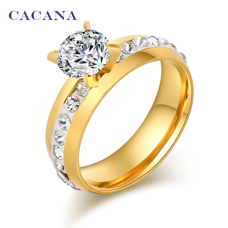 

CACANA Titanium Stainless Steel Rings Top Quality Rings For Women Fashion Jewelry Wholesale NO.R54