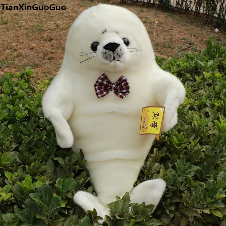 Большая 60 см Милая Белая плюшевая игрушка-тюлень Бабочка печать Мягкая кукла подушка подарок на день рождения s0095