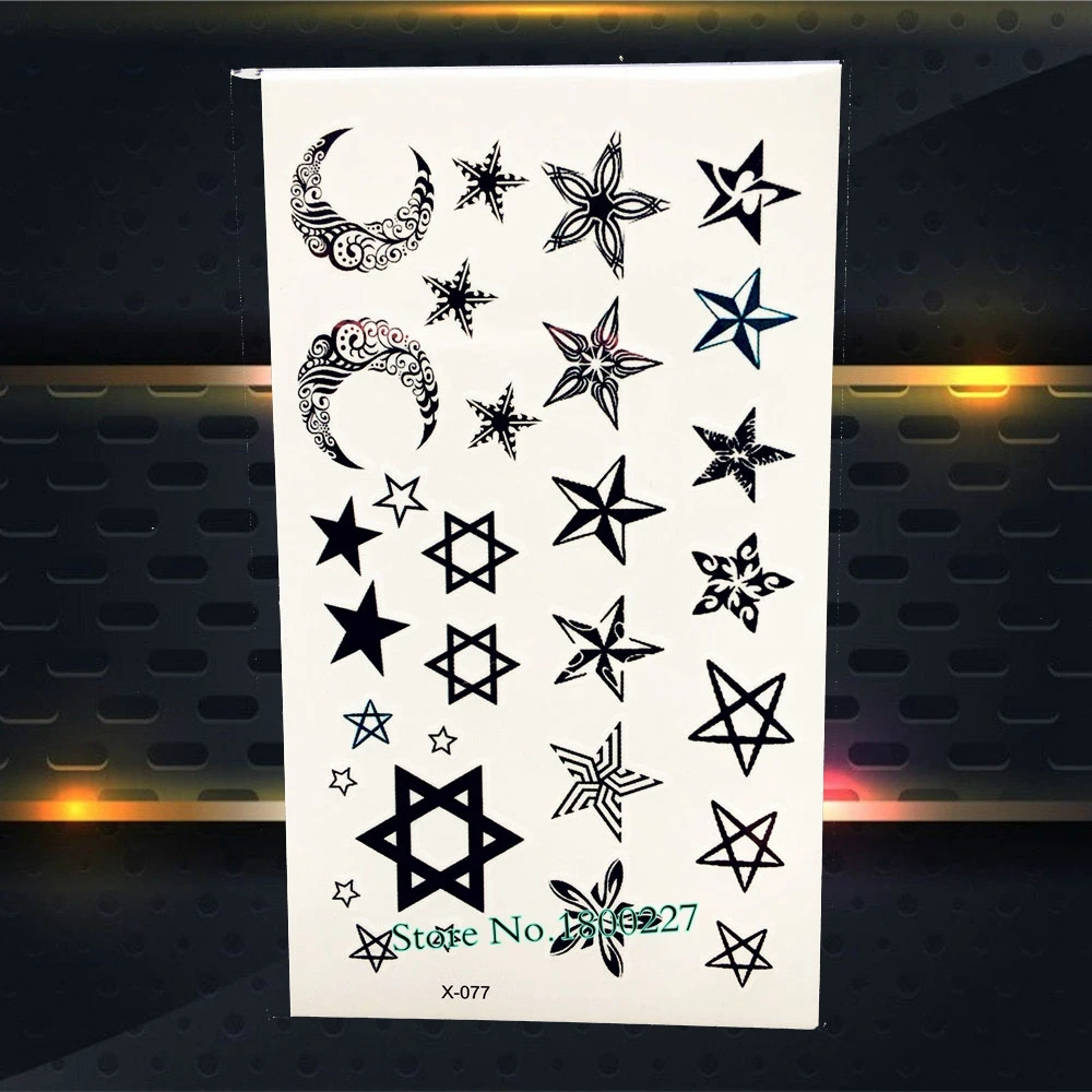1 шт. Нетоксичная вспышка Золотая Татуировка звезда серебряная Луна PAQ 1015 для