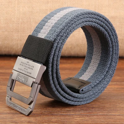 grey mix khaki Hello guoguo холщовый ремень женский/мужской цветной Радужный черный ремень с двойной пряжкой длинный/нейлон/Ковбой/ремень женский ремни для женщин - Цвет: grey mix khaki