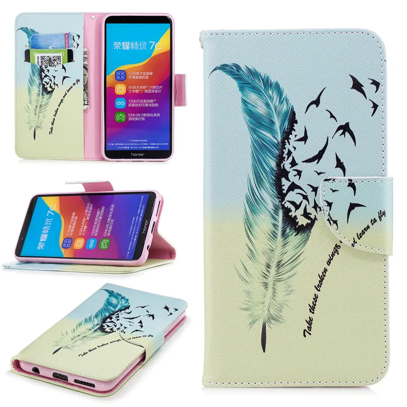 Чехол книжка из искусственной кожи для Huawei Y7 Prime 2018 чехол кошелек с подставкой и