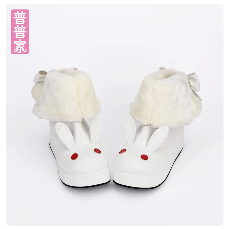 

Princess sweet punk shoes Handmade Japanese winter boots with cashmere purpose COS animation Lolita platform boots pu8606