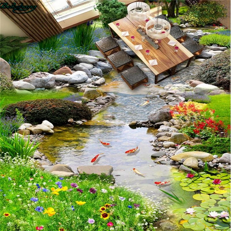 

Beibehang большой парк на заказ маленькая река вода 3D пол трехмерная живопись декоративная живопись