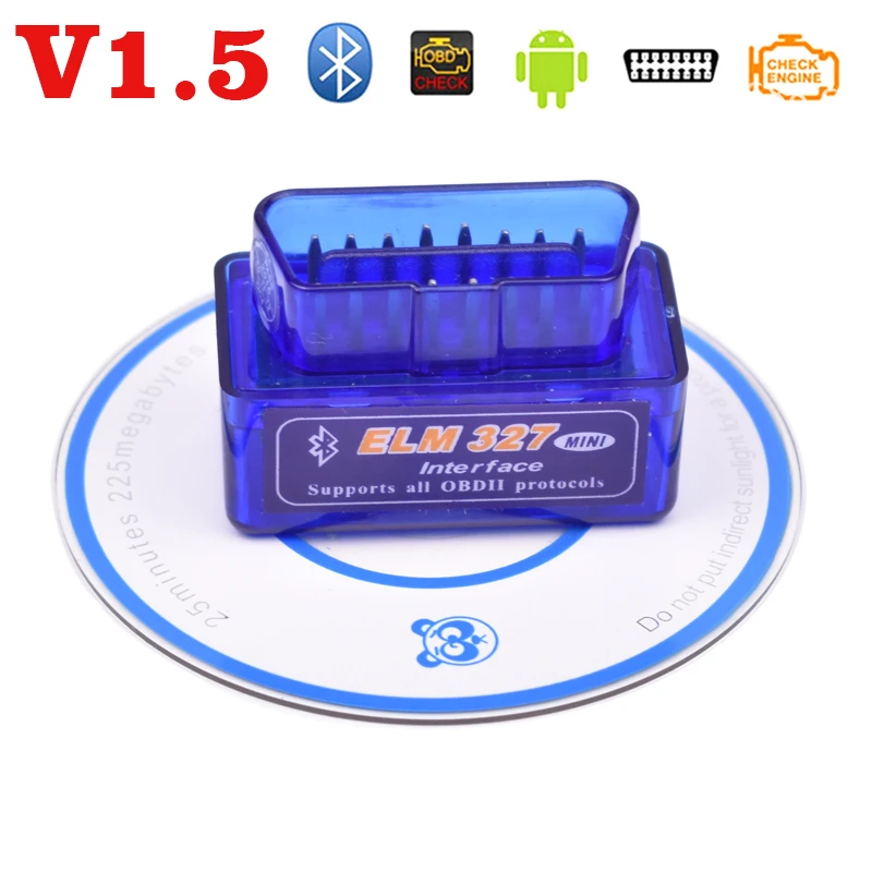 V1.5 ELM327 OBD2 мини OBDII Bluetooth автомобиля читателя Кода адаптер свет двигателя проверки