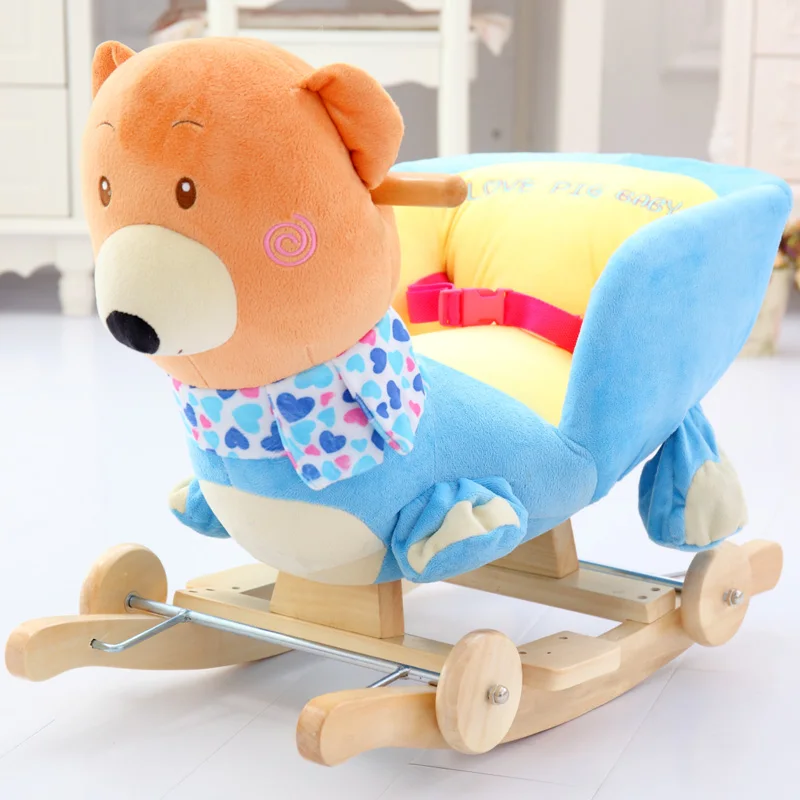 Kingtoy плюшевые Детское кресло-качалка для детей; из дерева качающееся сиденье Дети Поездка на свежем воздухе на кресло-качалка, который учится ходить