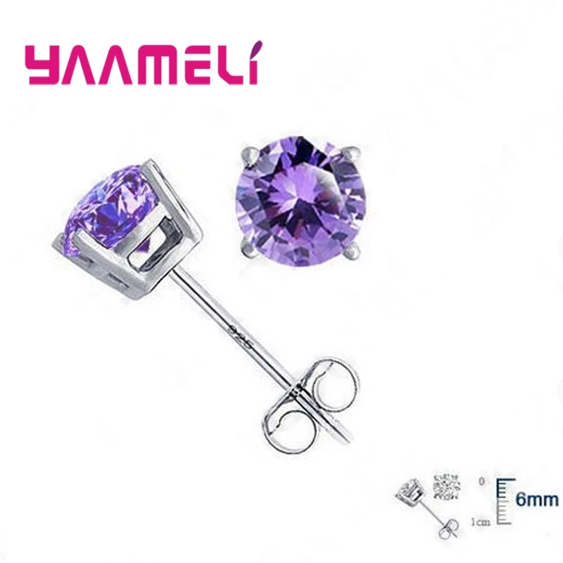 Серьги-гвоздики из серебра 925 пробы с фианитами | Украшения и аксессуары