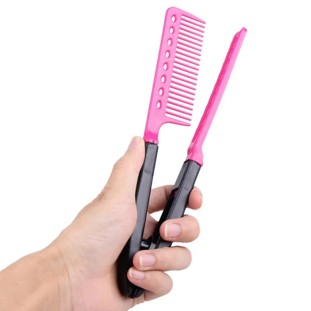 

New 1pc V Type Hair Straightener Comb Hair Style Styling Tools Hairdressing DIY Salon JU27