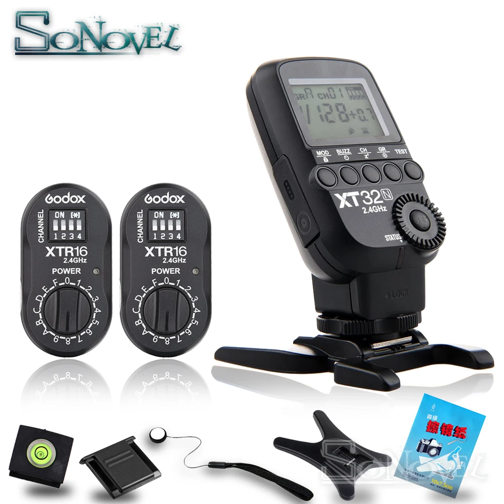 

Godox XT32N 2.4G Wireless HSS 1/8000s Flash Trigger+2*XTR-16 Receivers For Nikon GODOX AD360 AD360II AD180