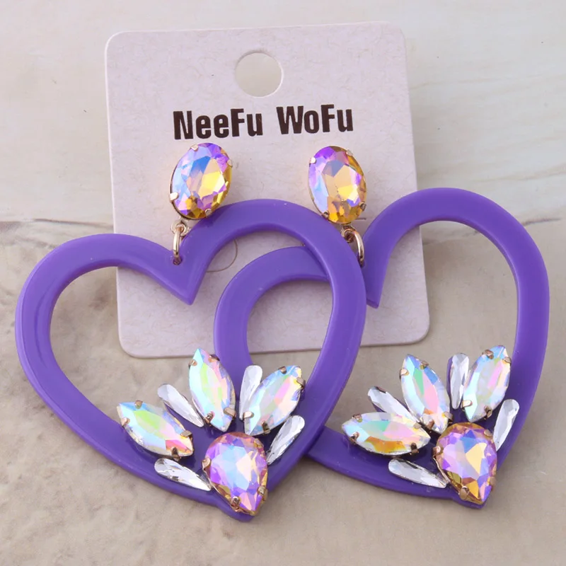 Большие серьги NeeFu WoFu полимерная серьга в форме сердца стеклянные рождественские