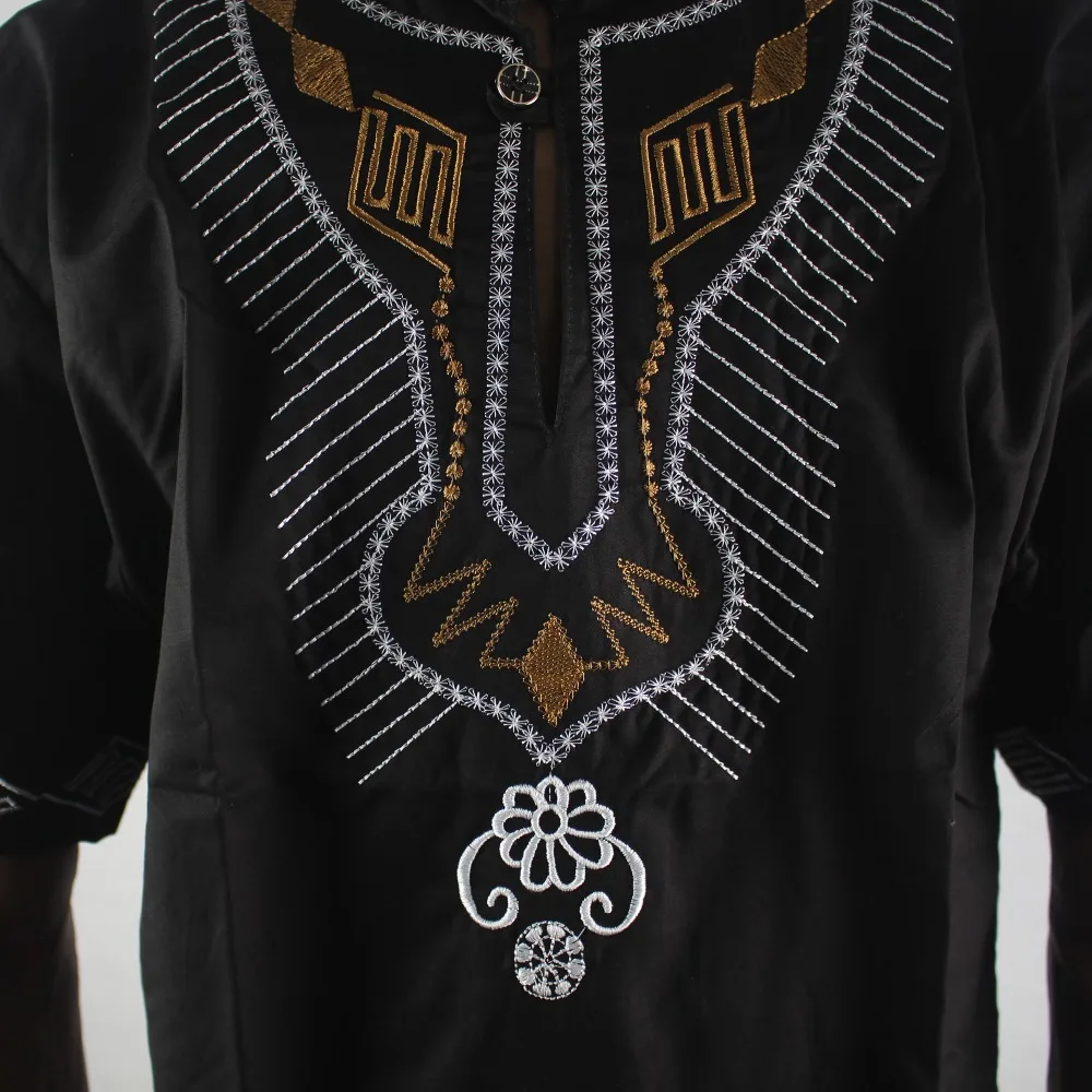 Черные абстрактные обезьяны вышитые мужские Дашики топы летние с коротким