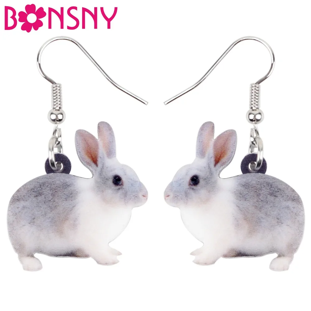 

Bonsny Acrylic Lovely Fluffy Rabbit Bunny Earrings Big Long Dangle Drop Cartoon Jewelry For Women Girl Teens Animal Bijoux Bulk