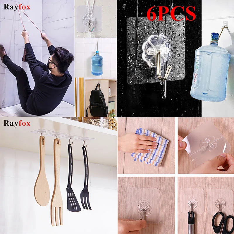 6pcs Plastic Hooks 4 шт./компл. Кухня хранения аксессуары Кухня Вилки ключи Кухонные принадлежности держатели Плита дизайн декоративный крючок Творческий Кухня гаджеты Инструменты г - Цвет: 6pcs Plastic Hooks