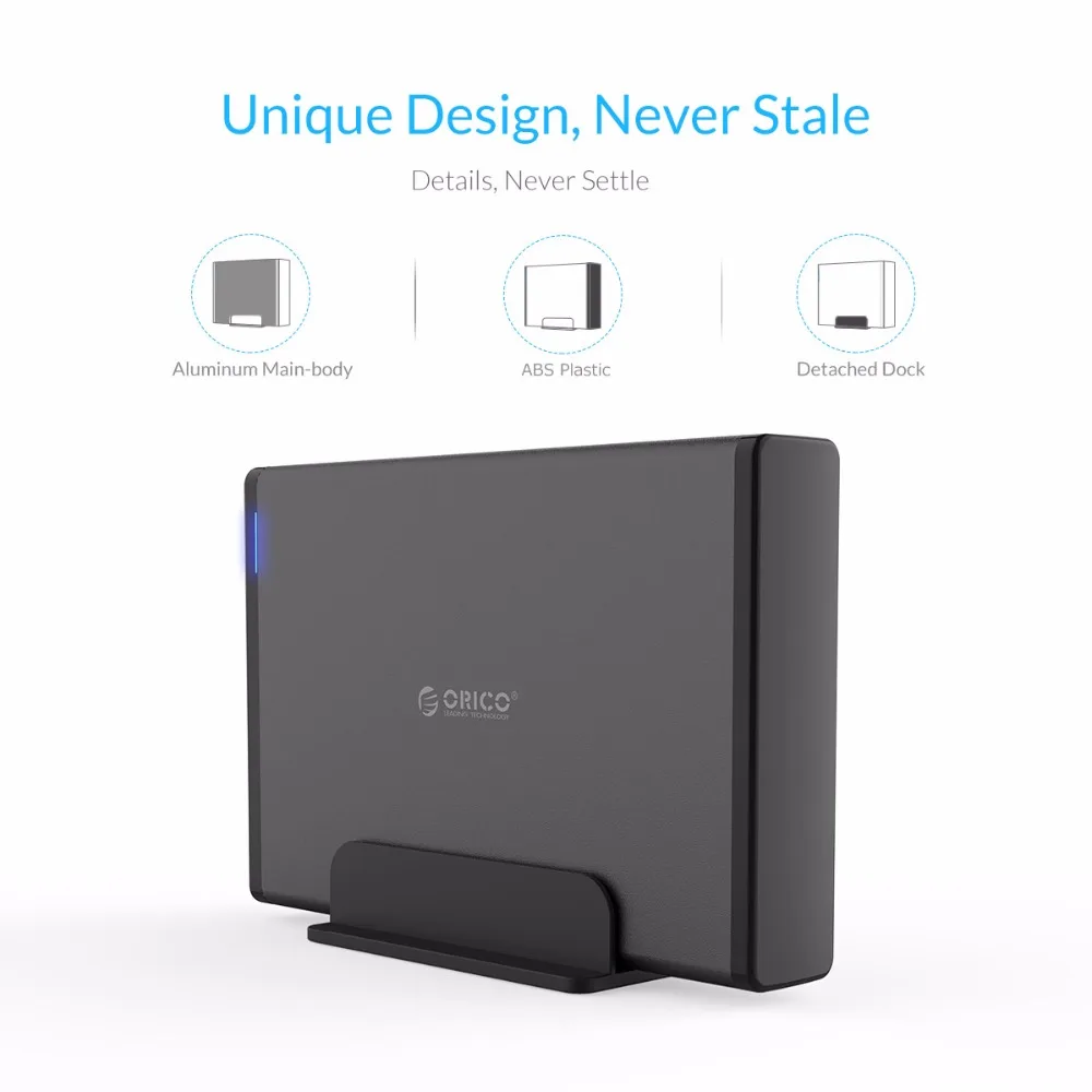 ORICO Алюминиевый жесткий диск HDD корпус USB3.0 к SATA3.0 3,5 дюймов HDD корпус док-станция Поддержка UASP 12V2A мощность