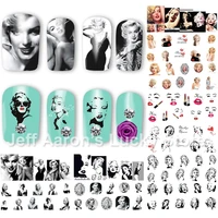 12pcslot beauty marilyn monroe water transfer nail art sticker decals for nails decoration accessoires manicure tools 8192