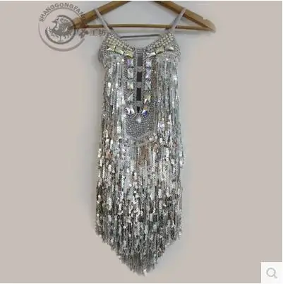 Новый стиль латинского танца костюм спандекс блестками кисточкой латинские