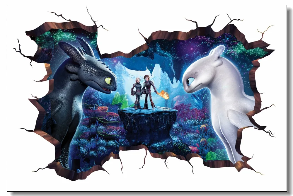 Печать на заказ Настенная роспись Как приручить дракона 3 плакат HTTYD 3D Наклейка на стену Беззубик обои для столовой наклейки#0866