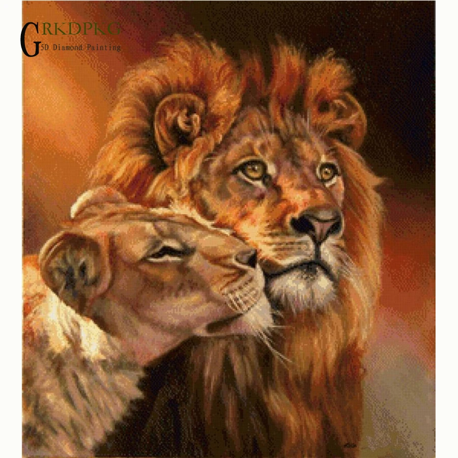 

5D Diy Full Diamond Painting lion Pictures Cross Stitch kits Diamond Embroidery Crystals round Diamond Mosaic Landscape drill xx