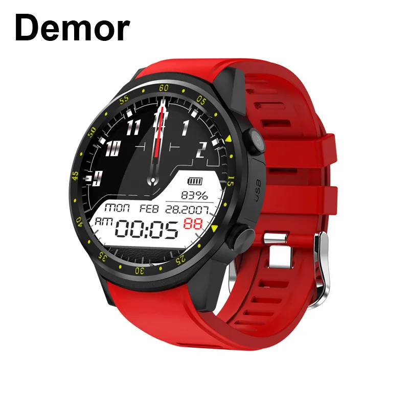 Красный DEMOR KF01 gps Смарт-часы, связанные с компасом, камерой, sim-картой, мужские Мульти-спортивные Смарт-часы для iPhone X, samsung, Android Phone - Цвет: Красный