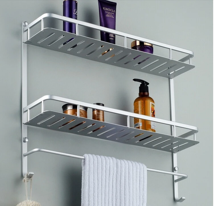 Высококачественная двухслойная полка для ванной комнаты космическая