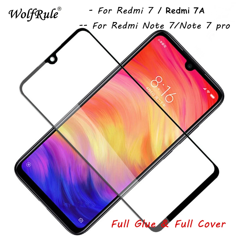 2 шт. защита для экрана Redmi 7A закаленное стекло полностью клеевое Стекло телефона