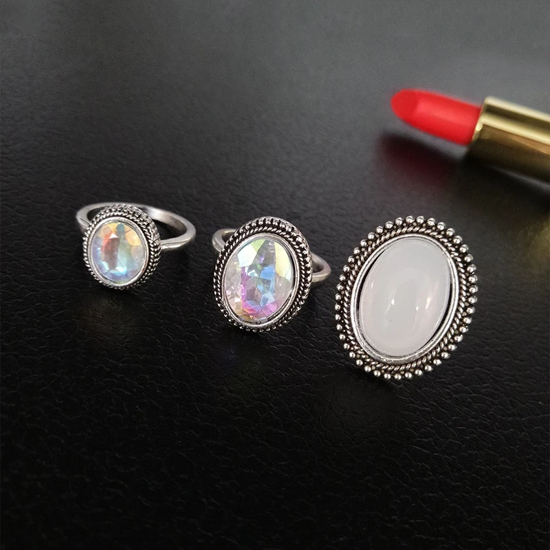 3 шт./компл. богемный ретро полый женский большой драгоценный камень резные